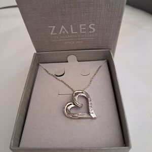 NEW Zales Sterling & Diamond Accent Heart Necklace